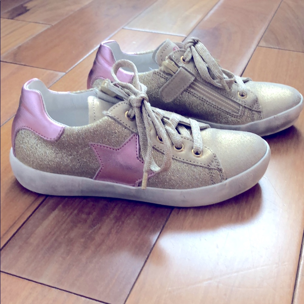 Naturino Gold leather glitter sneakers